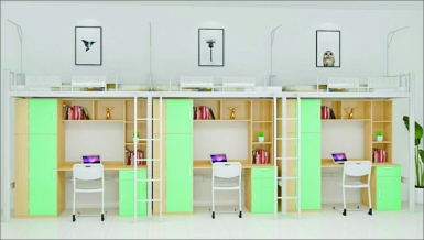 HT-C10010-三连三人位侧梯组合床