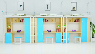 HT-C10008-三连三人位侧梯组合床