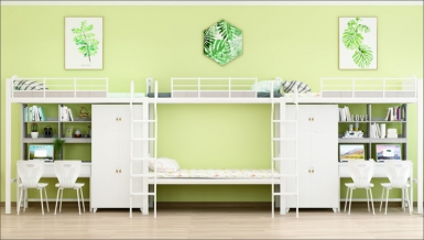 HT-C10004-三连四人位侧梯组合床