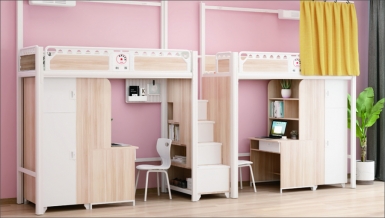 HT-C10003-两连两人位中梯组合床