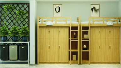 HT-A10010-实木二连体三人位床