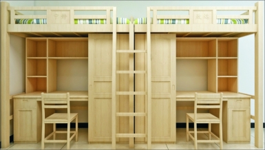 HT-A10003-实木侧梯组合床