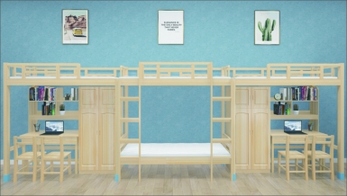 HT-A10001-实木侧梯组合床